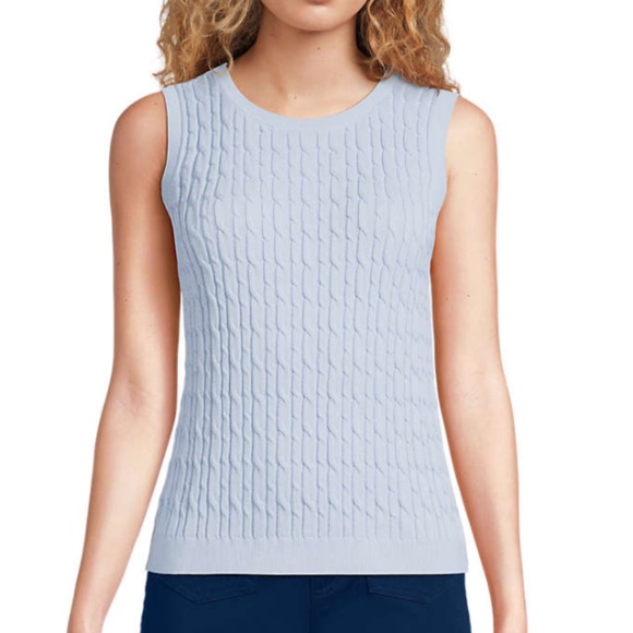 Cotton Fine Gauge Cable Tank Sweater - Picture 1 of 3